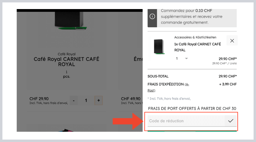 Comment utiliser un code promo cafe royal