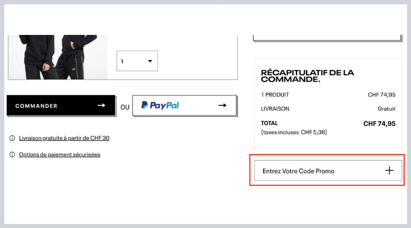 code promo reebok ne fonctionne pas