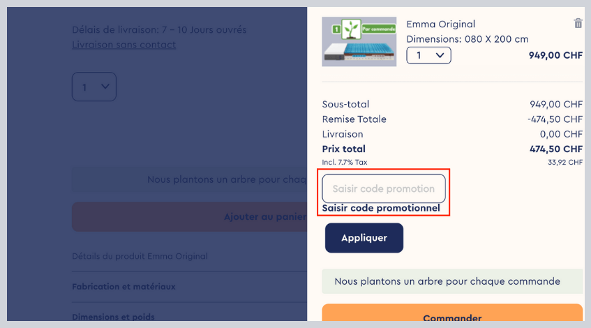 Comment utiliser un code promo Emma matelas