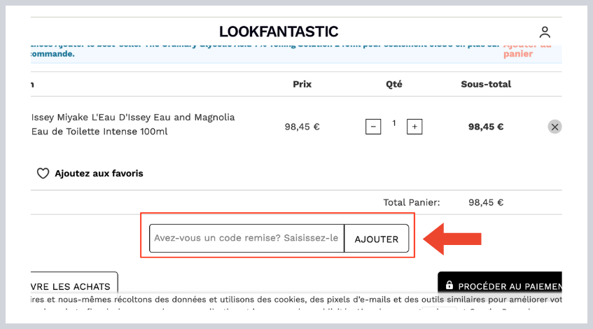 Comment utiliser un code promo Look fantastic
