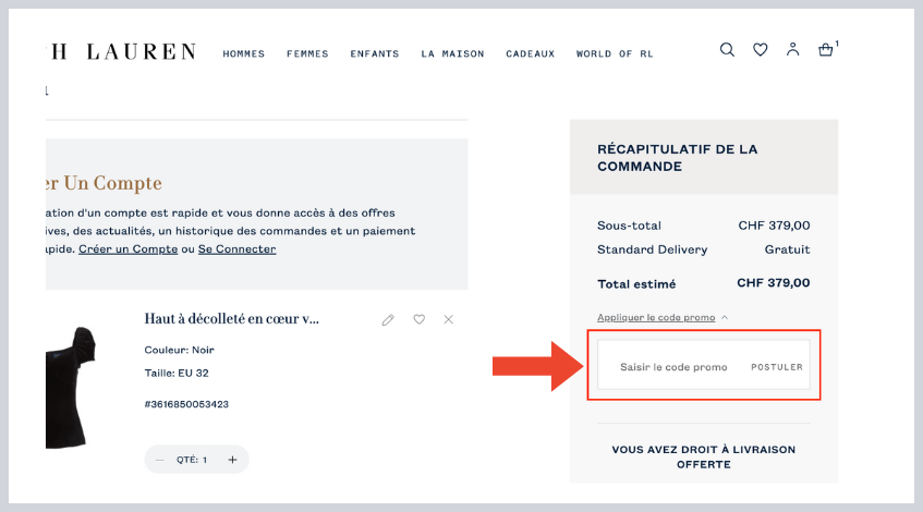 Comment utiliser un code promo Ralph Lauren