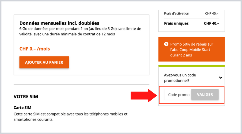 Comment utiliser un code promo coop mobile