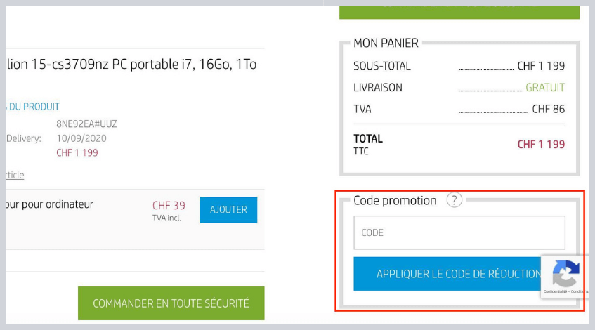 Comment utiliser un code promo HP