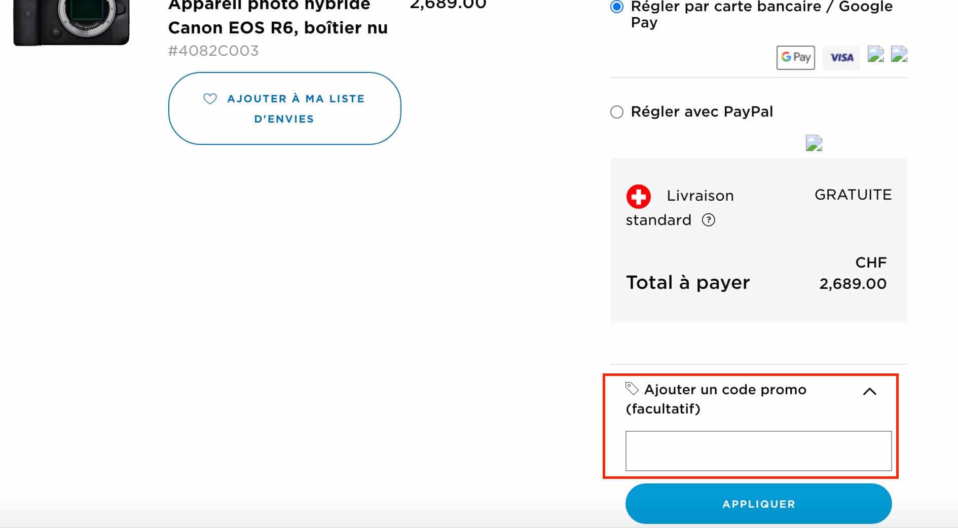 Comment utiliser un code promo Canon